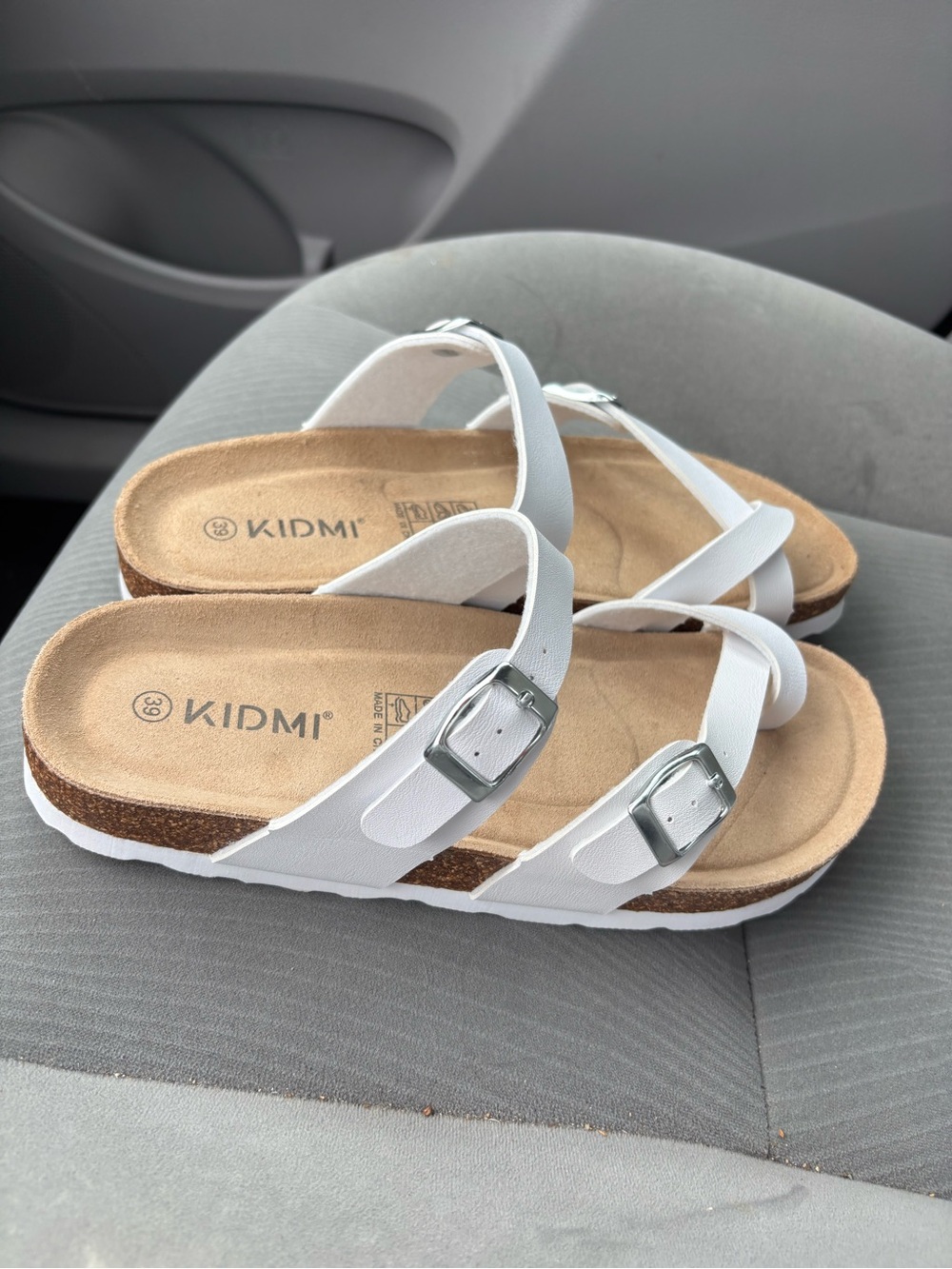 White Double-Buckle Comfort Sandals for Women